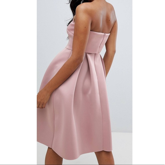 ASOS DESIGN bandeau crop top midi dress rose pink - Picture 3 of 3